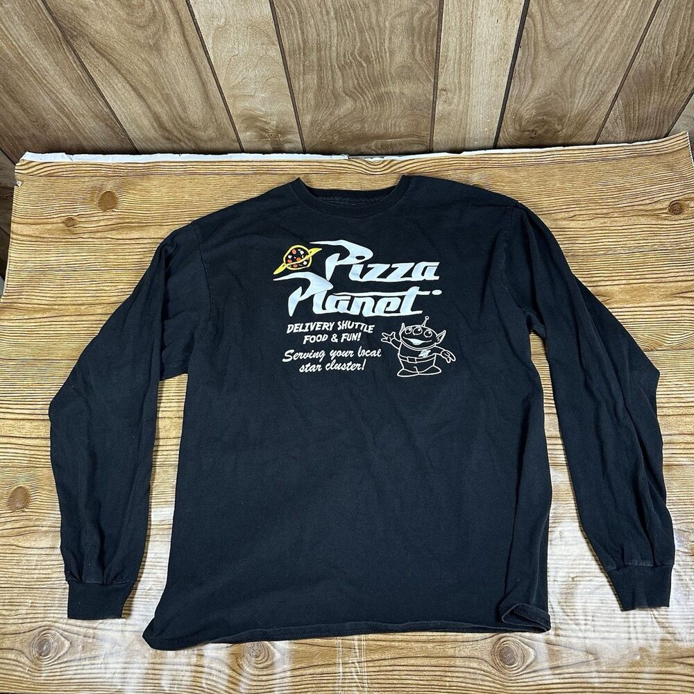 Disney Pixar Toy Story Pizza‎ Planet Alien Long Sleeve Shirt Size Medium Unisex